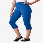 Stretch-Cotton Knit Pull-On Capri Leggings image number null