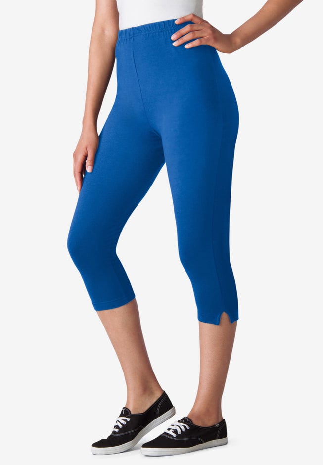 Stretch-Cotton Knit Pull-On Capri Leggings image number 1