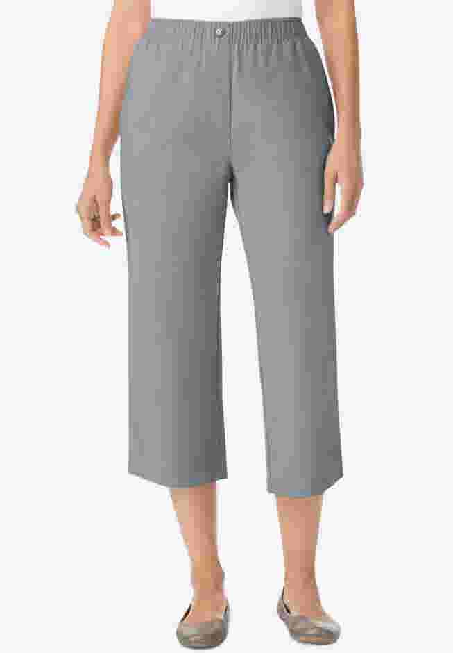 7-Day Elastic-Waist Pull-On Cotton Denim Capri Jeans image number 0