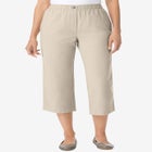 7-Day Elastic-Waist Pull-On Cotton Denim Capri Jeans image number null