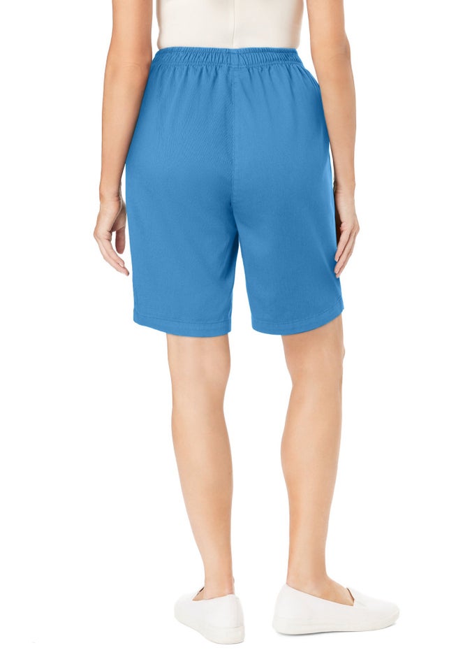 7-Day Elastic-Waist Pull-On Cotton Denim Shorts image number 1