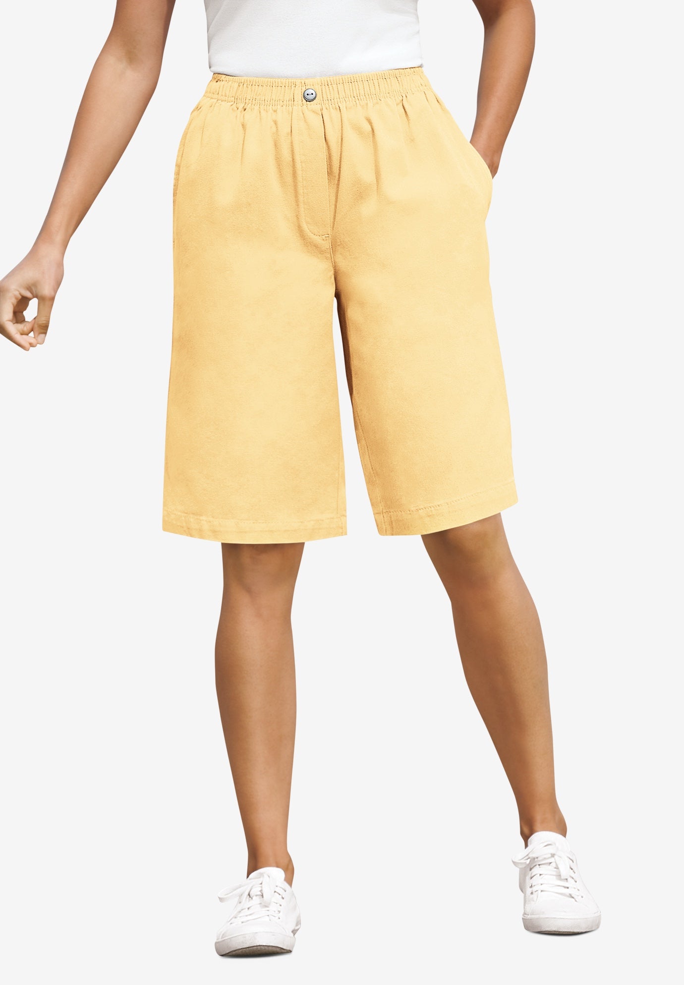 7-Day Elastic-Waist Pull-On Cotton Denim Shorts image number 0