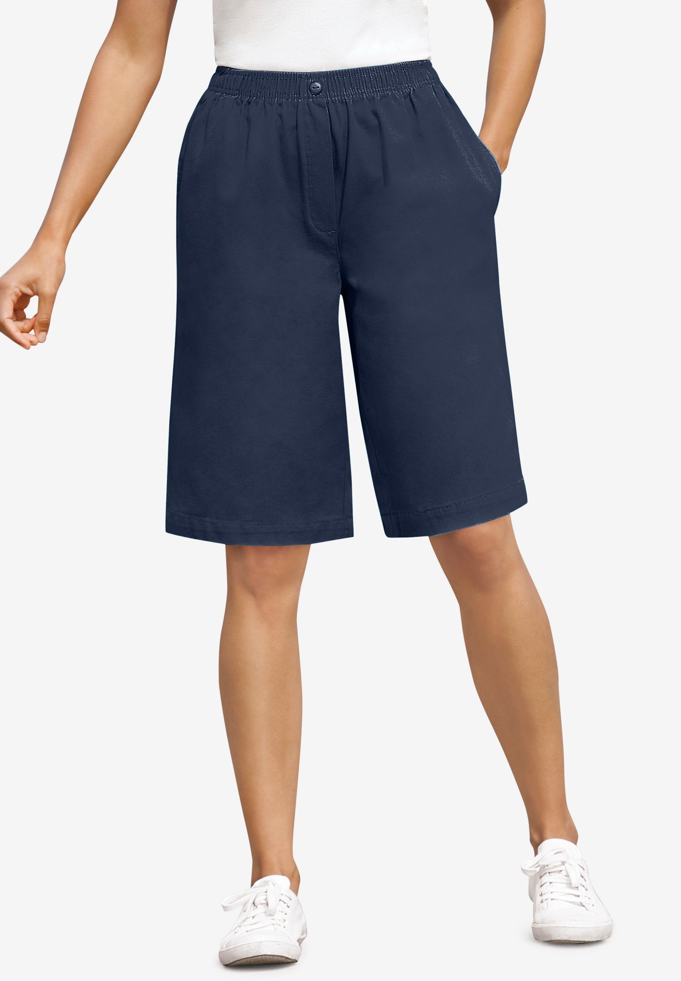 7-Day Elastic-Waist Pull-On Cotton Denim Shorts image number 0