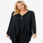 Layered look long top with sequined inset image number null