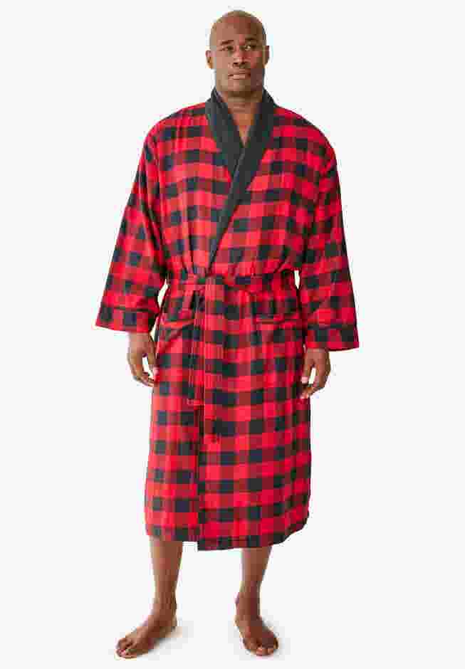 Jersey-Lined Flannel Robe image number 0