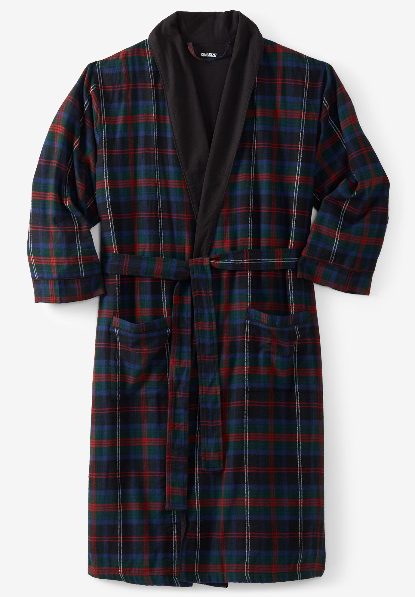 Jersey-Lined Flannel Robe image number 0