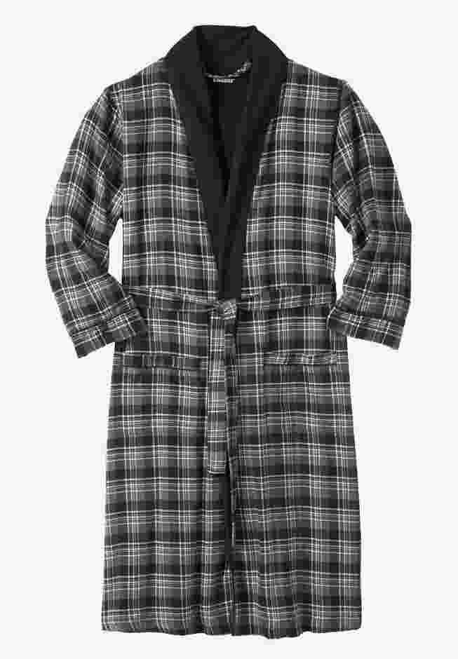 Jersey-Lined Flannel Robe image number 0