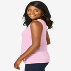 Stretch Cotton Horseshoe Neck Tank image number null