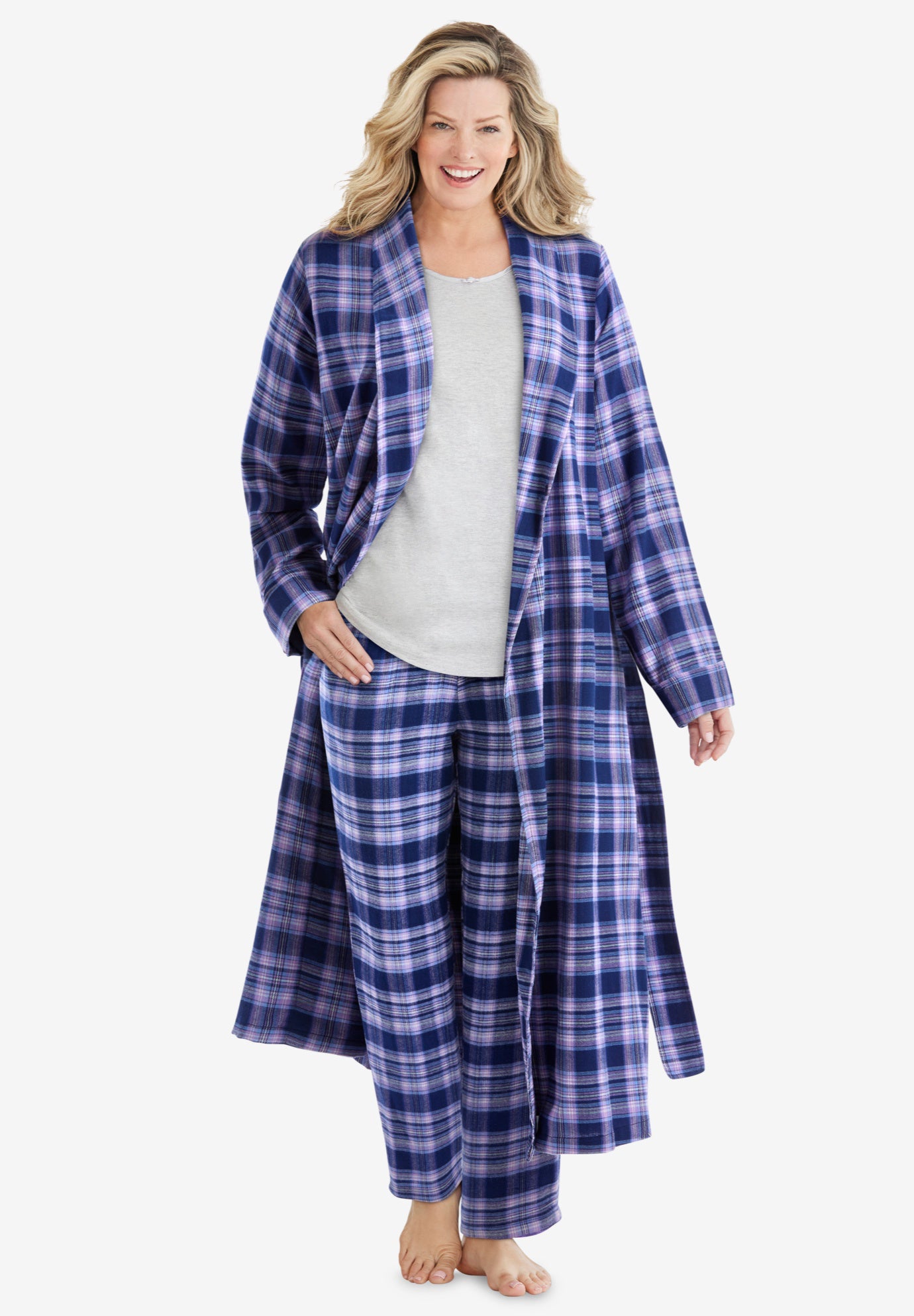 Long Flannel Robe image number 0