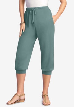 Plus Size Soft Knit Capri Pant with Drawstring Waist