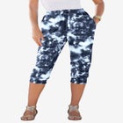 Plus Size Soft Knit Capri Pant with Drawstring Waist image number 0