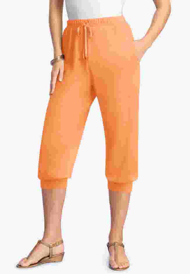 Plus Size Soft Knit Capri Pant with Drawstring Waist image number 0