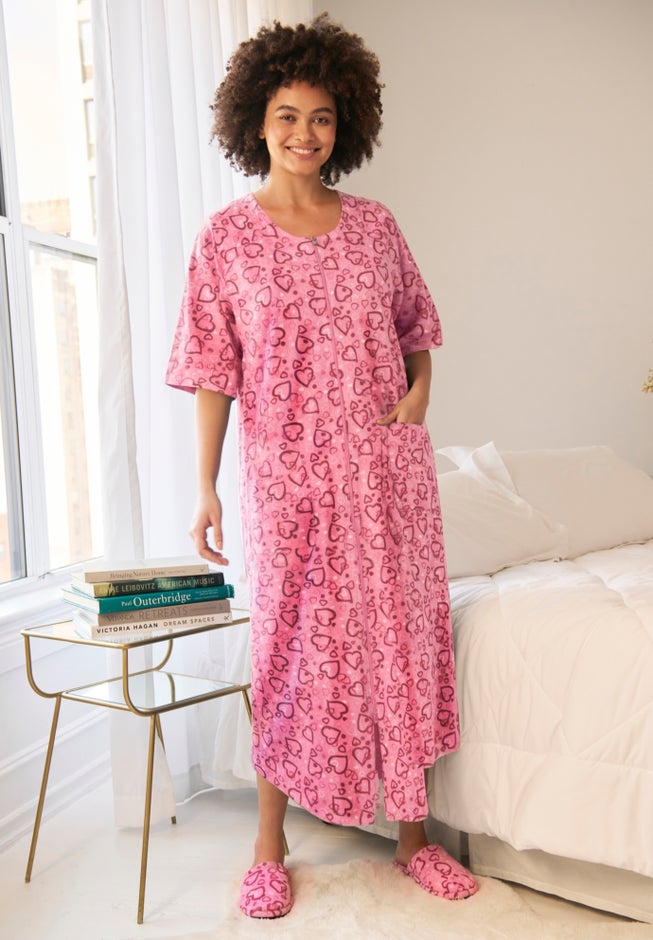 Long French Terry Zip-Front Robe image number 3
