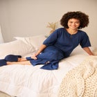 Long French Terry Zip-Front Robe image number null