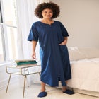 Long French Terry Zip-Front Robe image number null