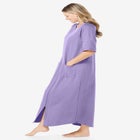 Long French Terry Zip-Front Robe image number null