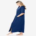 Long French Terry Zip-Front Robe image number null