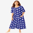 Long French Terry Zip-Front Robe image number null