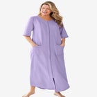 Long French Terry Zip-Front Robe image number null