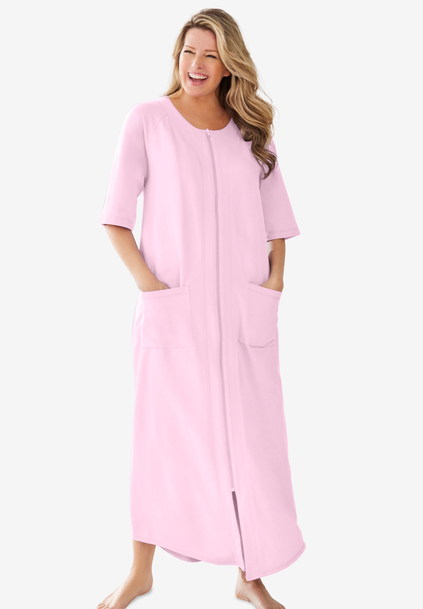 Long French Terry Zip-Front Robe image number 0