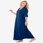 Long French Terry Zip-Front Robe image number null