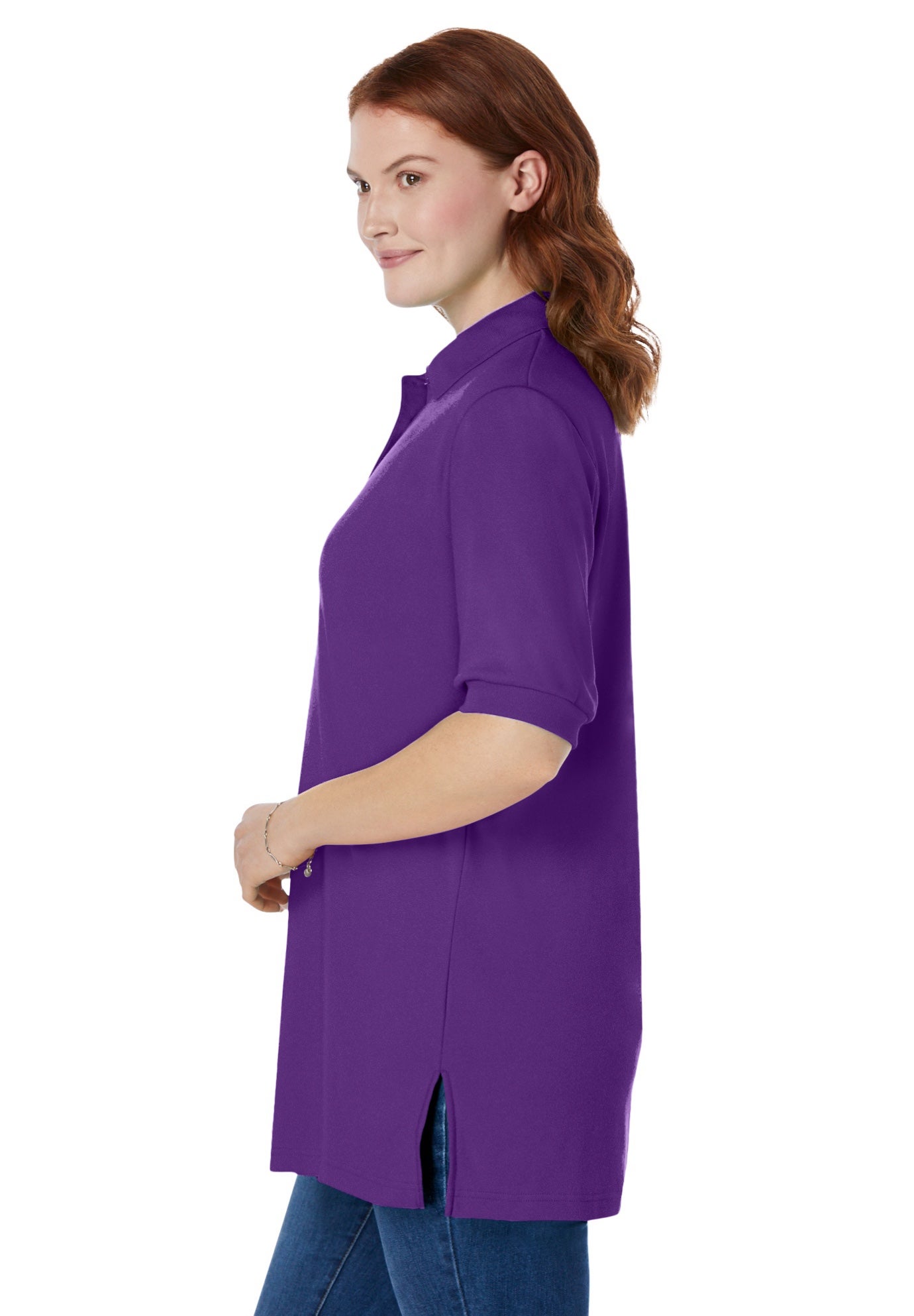 Elbow-Sleeve Polo Tunic image number 2