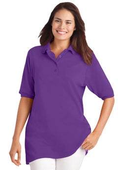 Elbow-Sleeve Polo Tunic