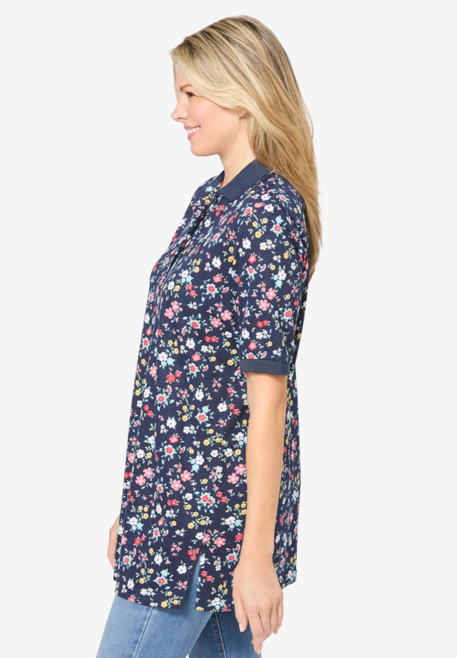 Elbow-Sleeve Polo Tunic image number 2