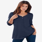 Ultimate Long Sleeve Henley Tee with Sweetheart Neck image number null