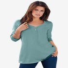 Ultimate Long Sleeve Henley Tee with Sweetheart Neck image number null