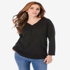 Ultimate Long Sleeve Henley Tee with Sweetheart Neck image number null