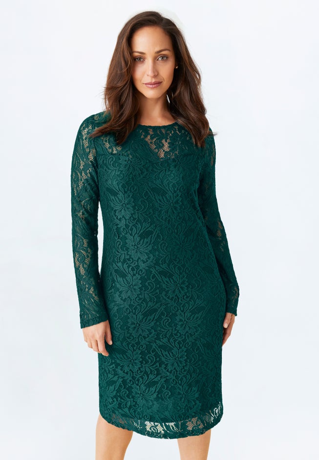 Stretch Lace Shift Dress image number 0