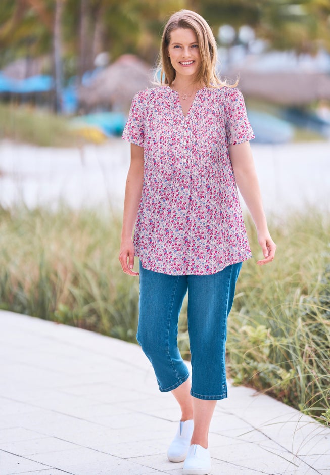 Pintucked Half-Button Tunic image number 5