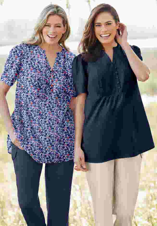 Pintucked Half-Button Tunic image number 4
