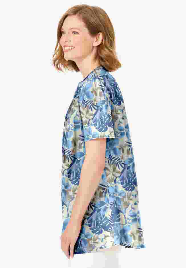 Pintucked Half-Button Tunic image number 2