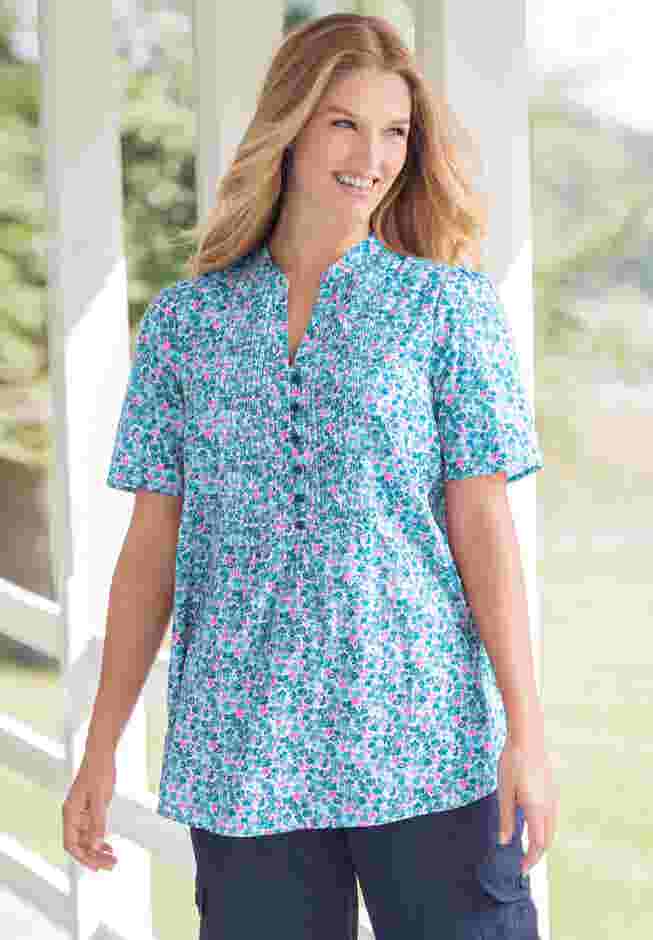 Pintucked Half-Button Tunic image number 0