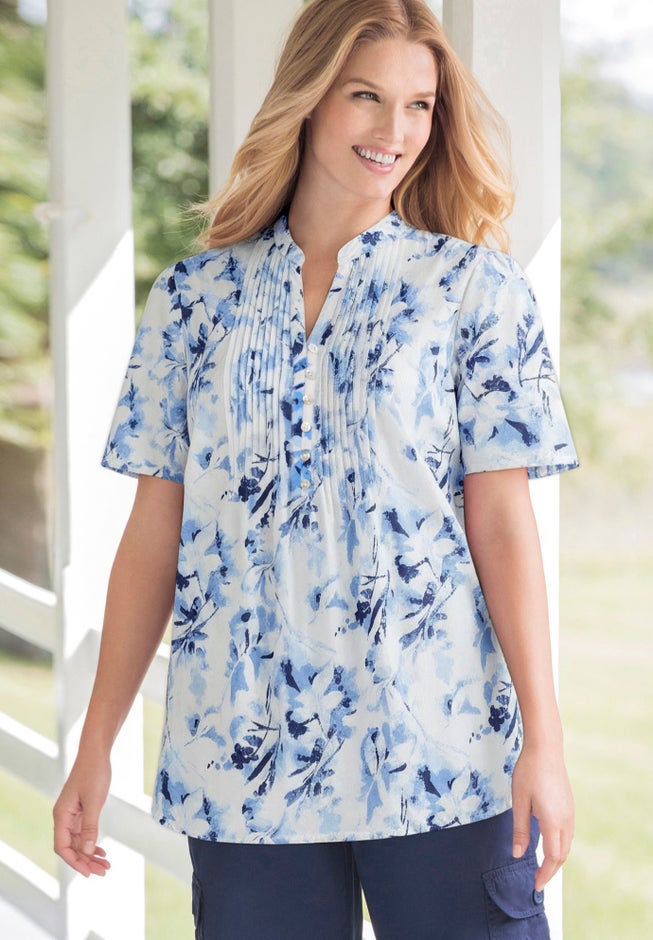 Pintucked Half-Button Tunic image number 0