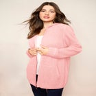 Plus Size Waffle Knit Zip-Front Relaxed Hoodie image number null
