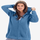 Plus Size Waffle Knit Zip Hoodie image number null