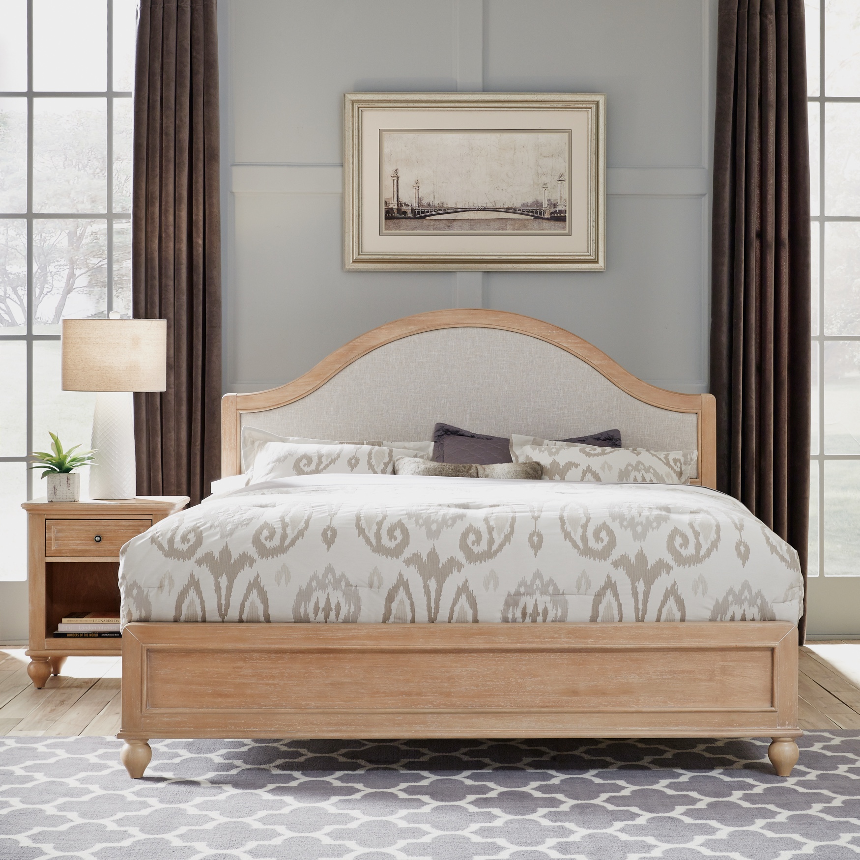 Cambridge White King Bed & Night Stand, WHITE