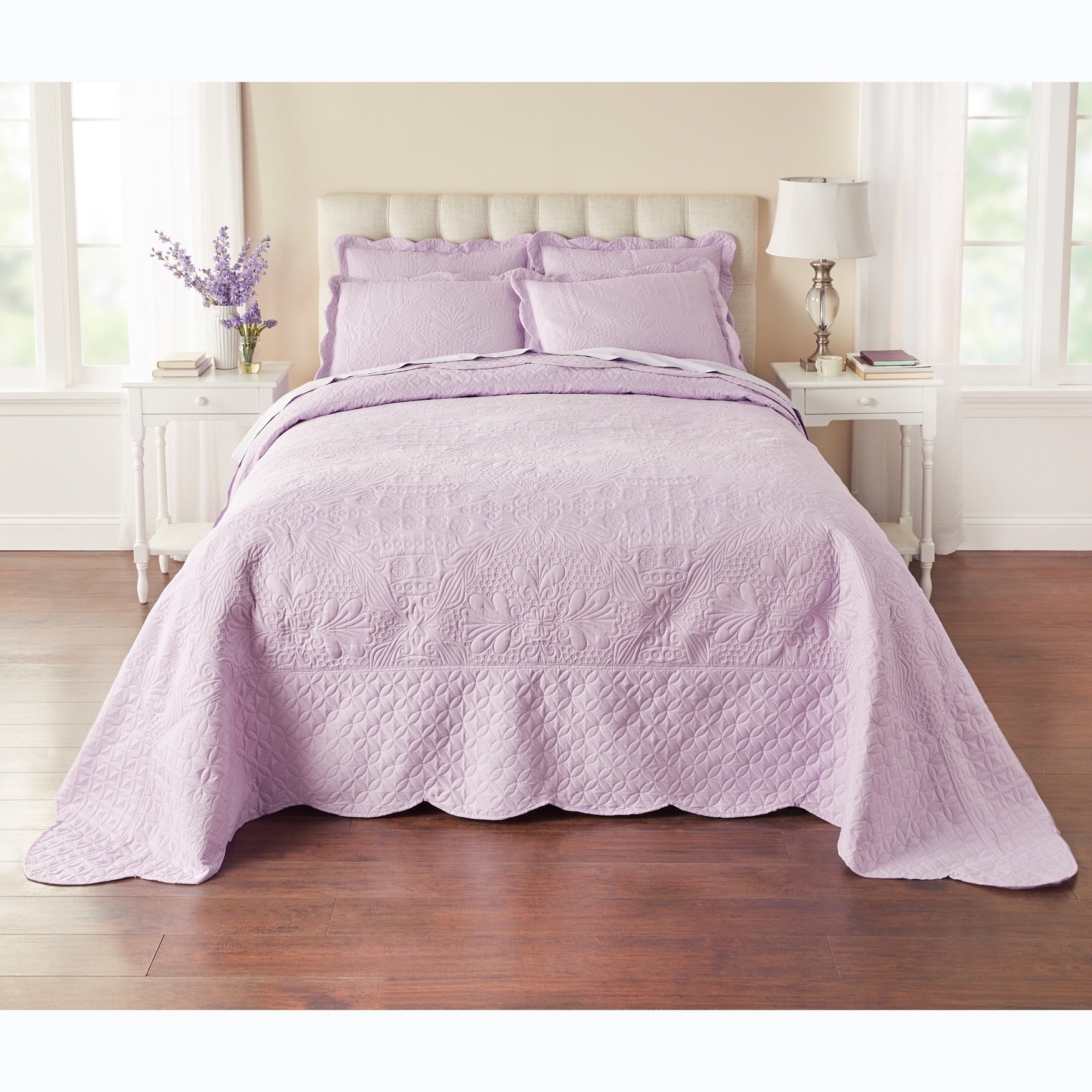 Lily Damask Embossed Bedspread OneStopPlus