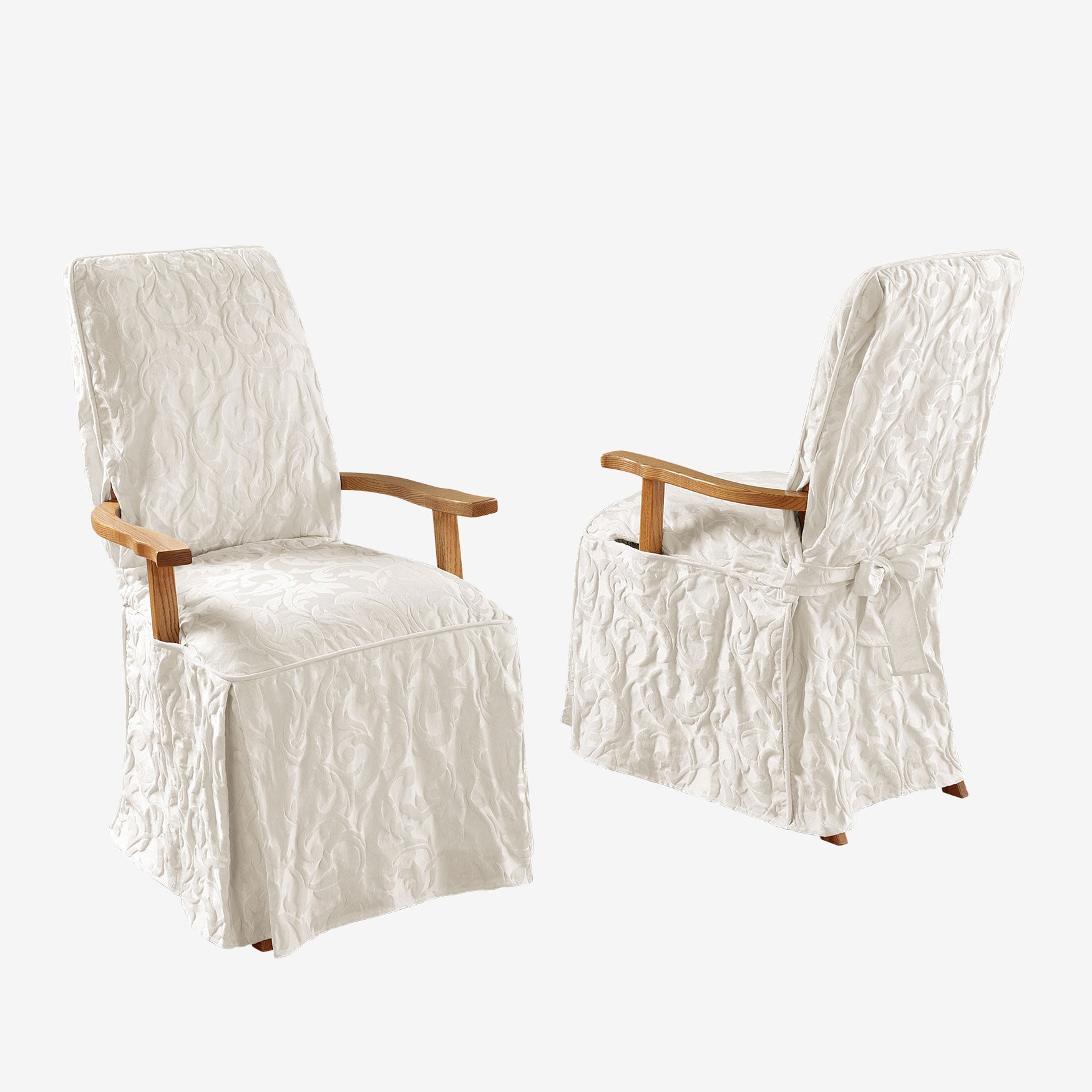Matelasse Long Dining Room Chair Cover with Arms OneStopPlus