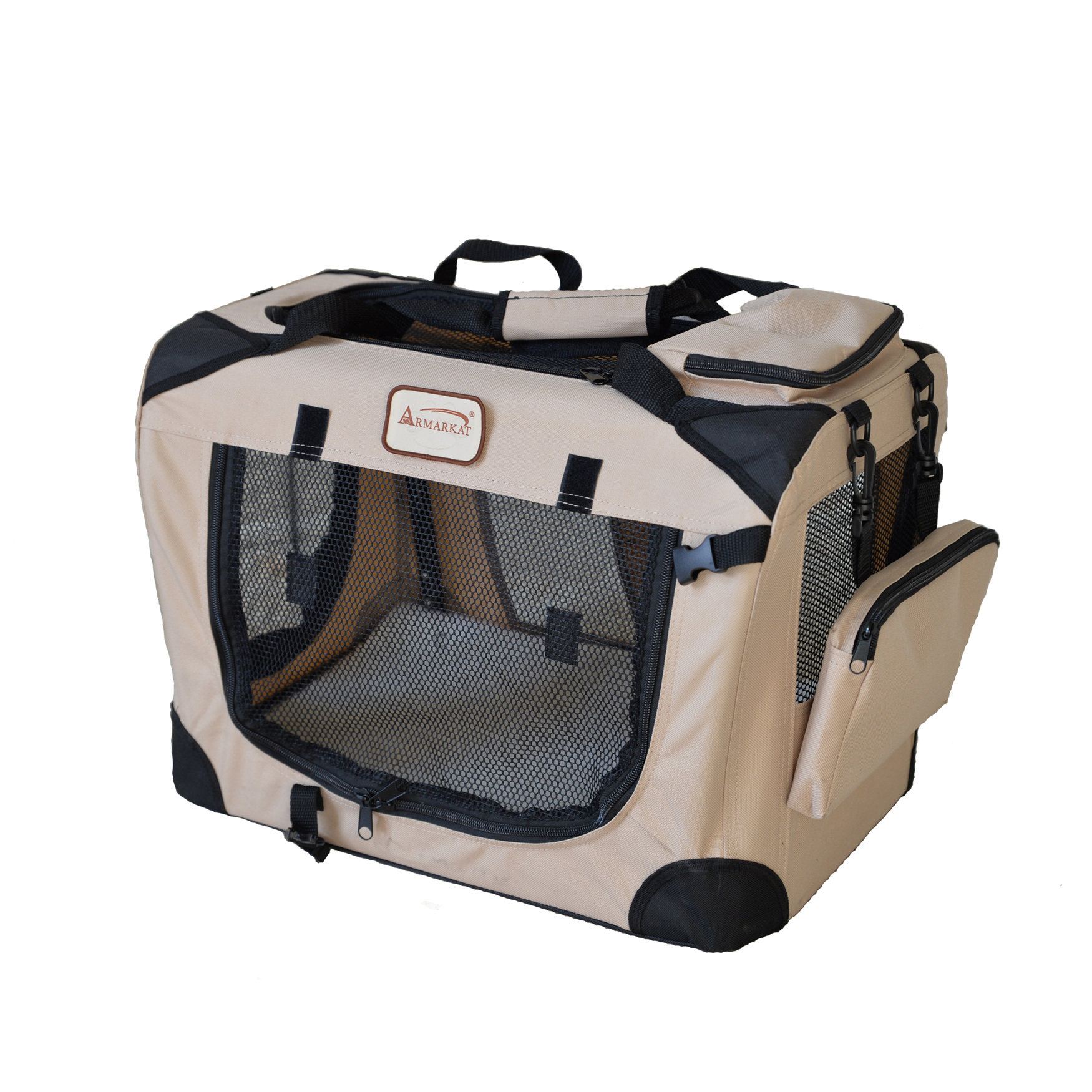 Folding Soft Dog Crate For Dogs And Cats, Pet Travel Carrier, BEIGE