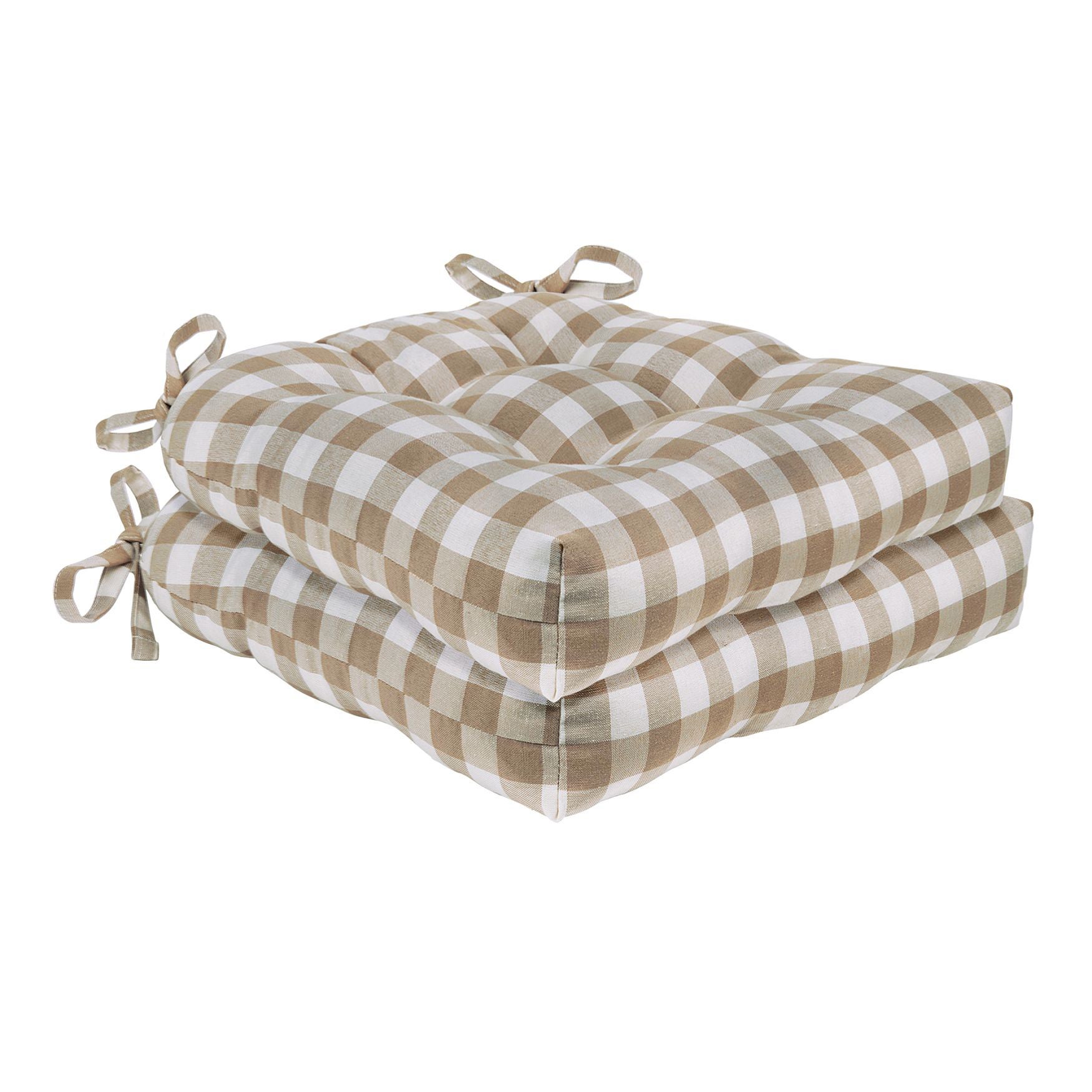 Buffalo Check Tufted Chair Seat Cushions Set of Two
