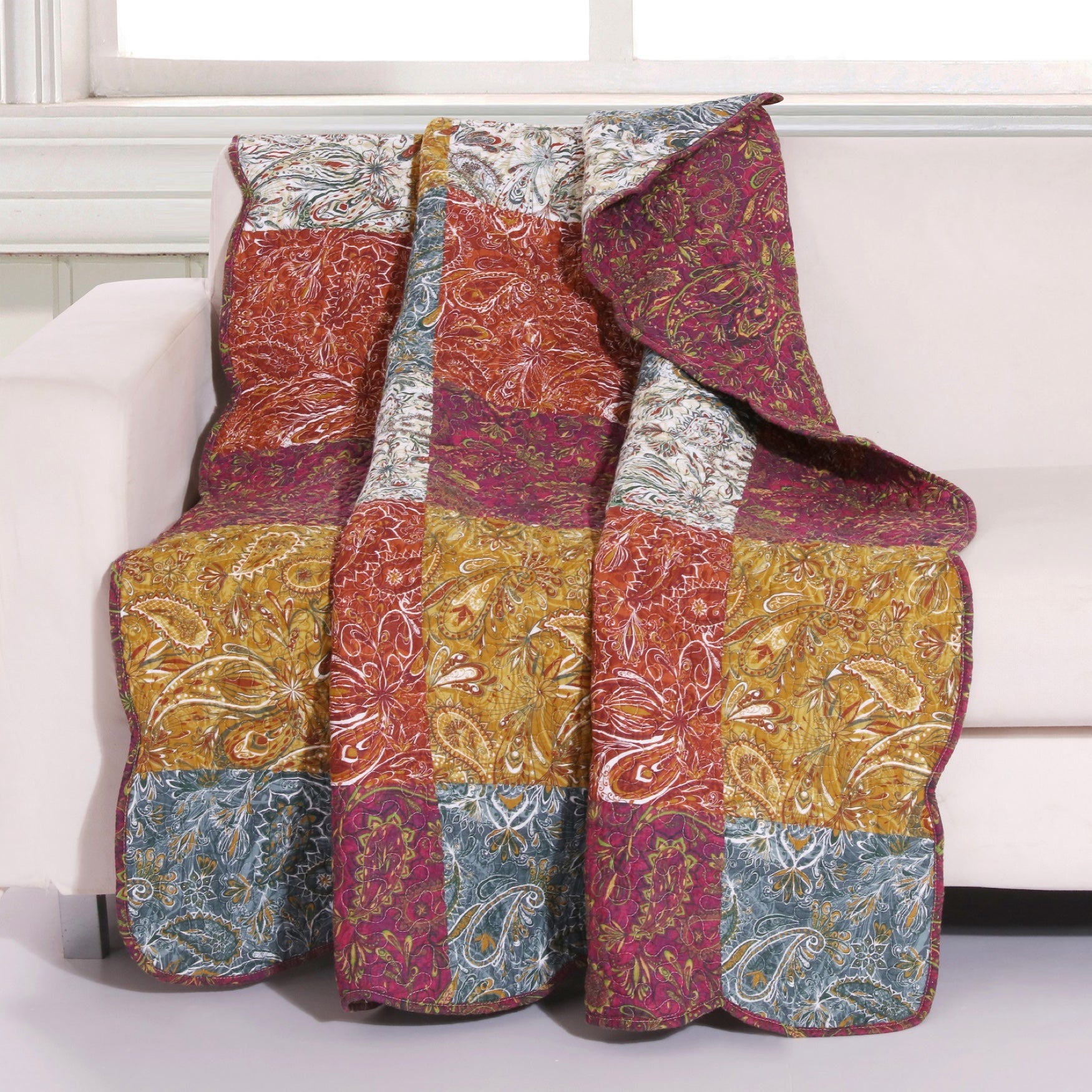 Paisley Slumber Quilted Throw Blanket OneStopPlus