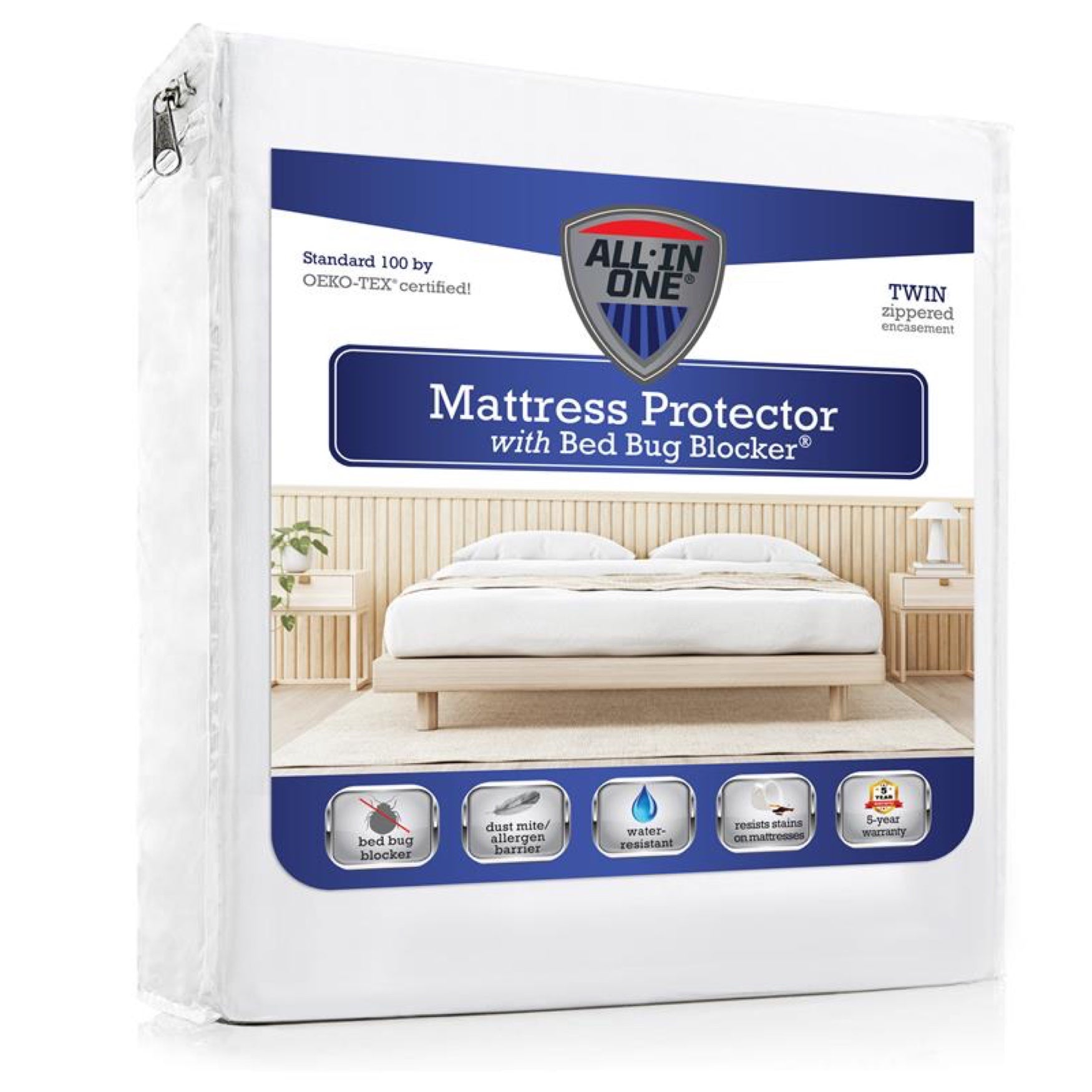 AllInOne Bed Zippered Mattress Cover with Bug Blocker OneStopPlus