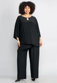 2-Piece Embellished Keyhole Pant Set