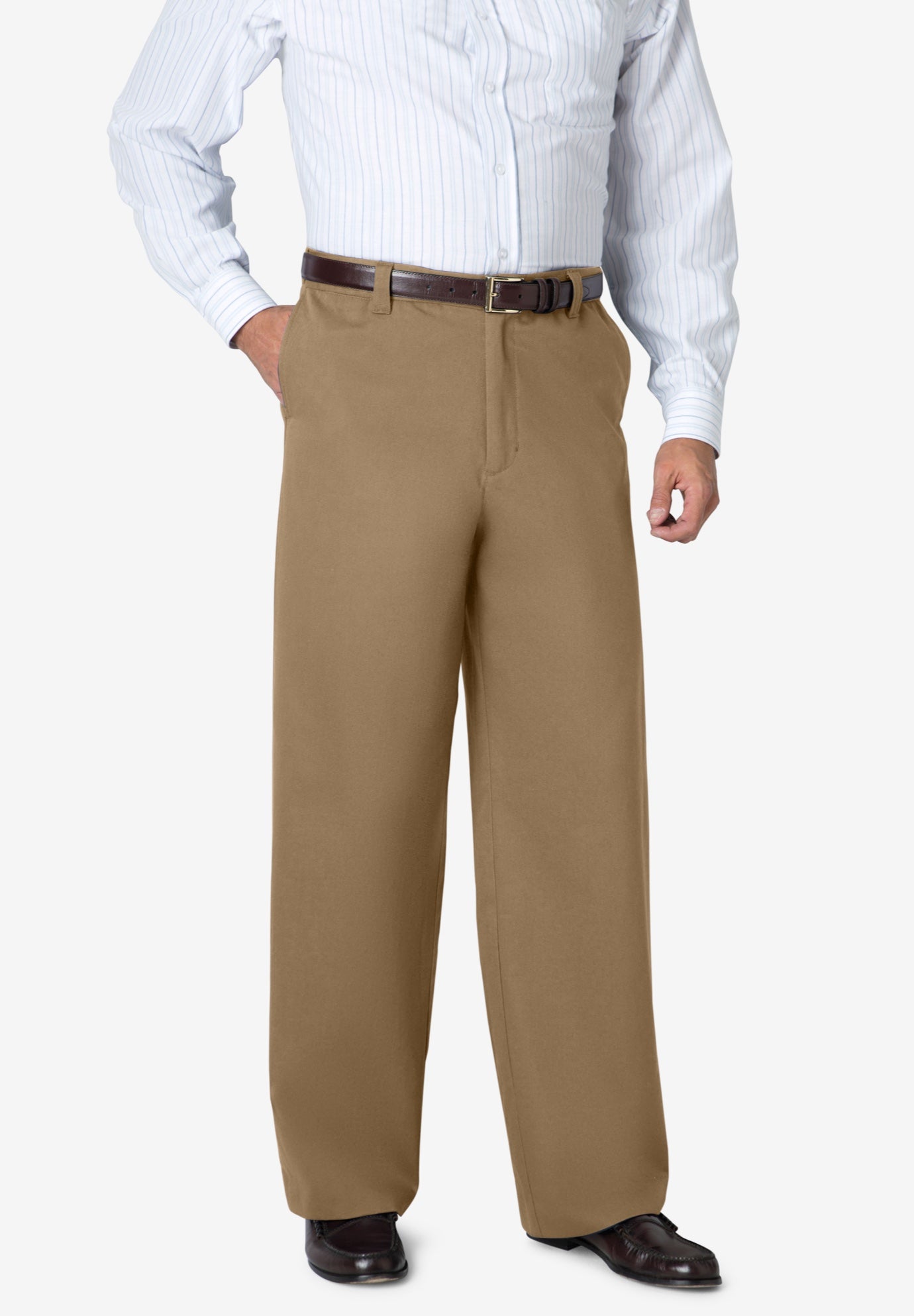 WRINKLEFREE PANTS WITH EXPANDABLE WAIST, WIDE LEG OneStopPlus