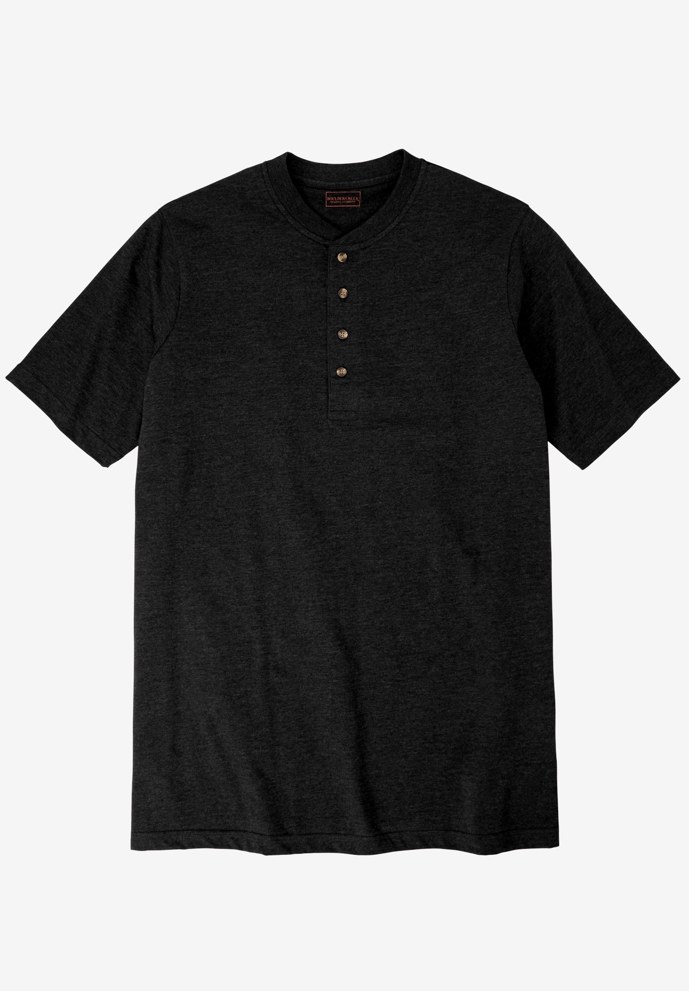 Boulder Creek® Heavyweight Longer-Length Short-Sleeve Henley Shirt, 