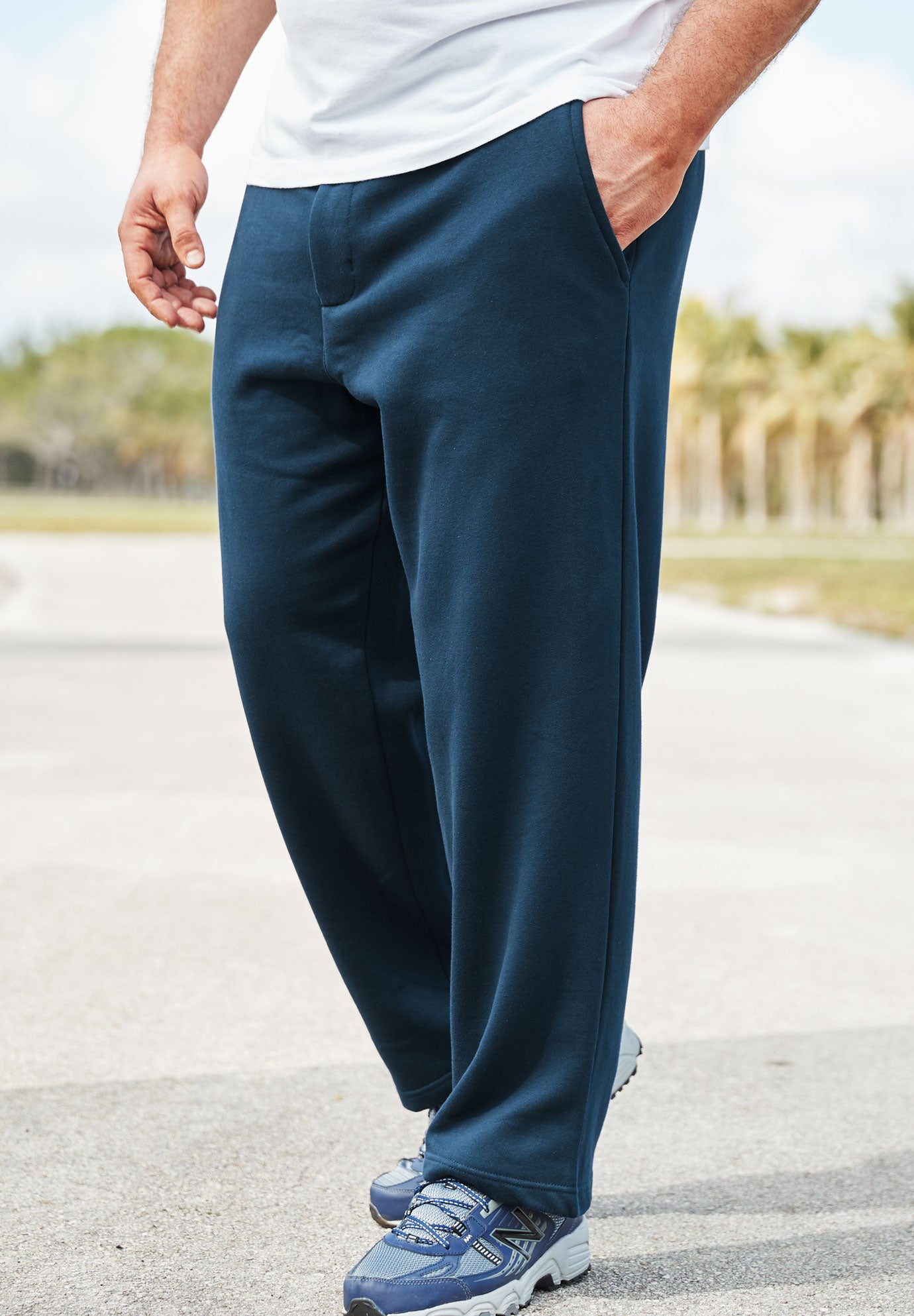 sweatpants with a fly opening